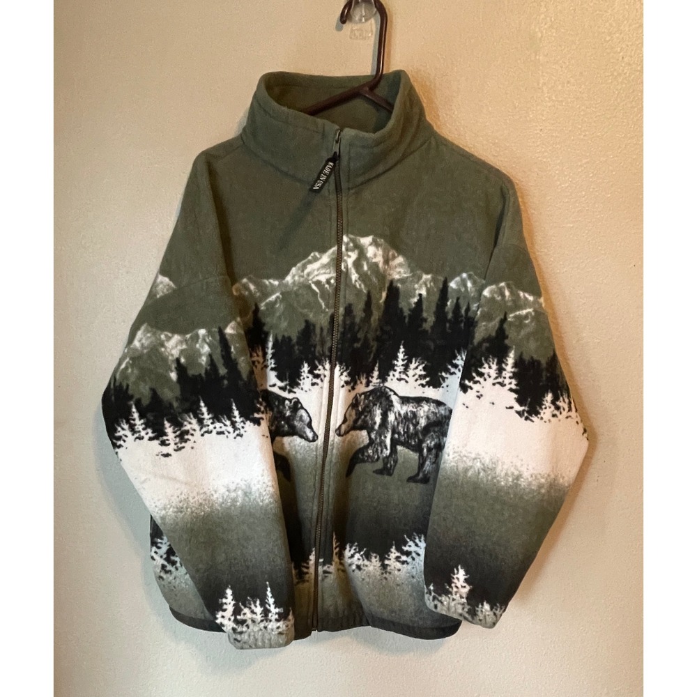Men's Green Mountain Bear Fleece Jacket - Full Zip